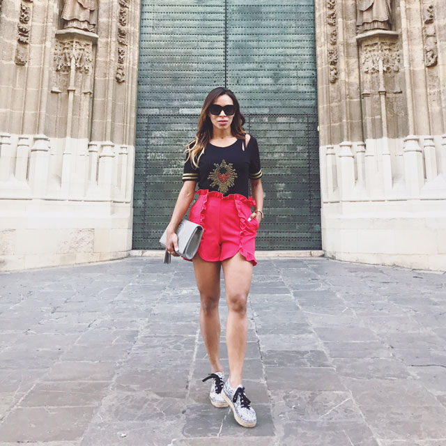 sahoco, aedo espadrilles, valentino clutch