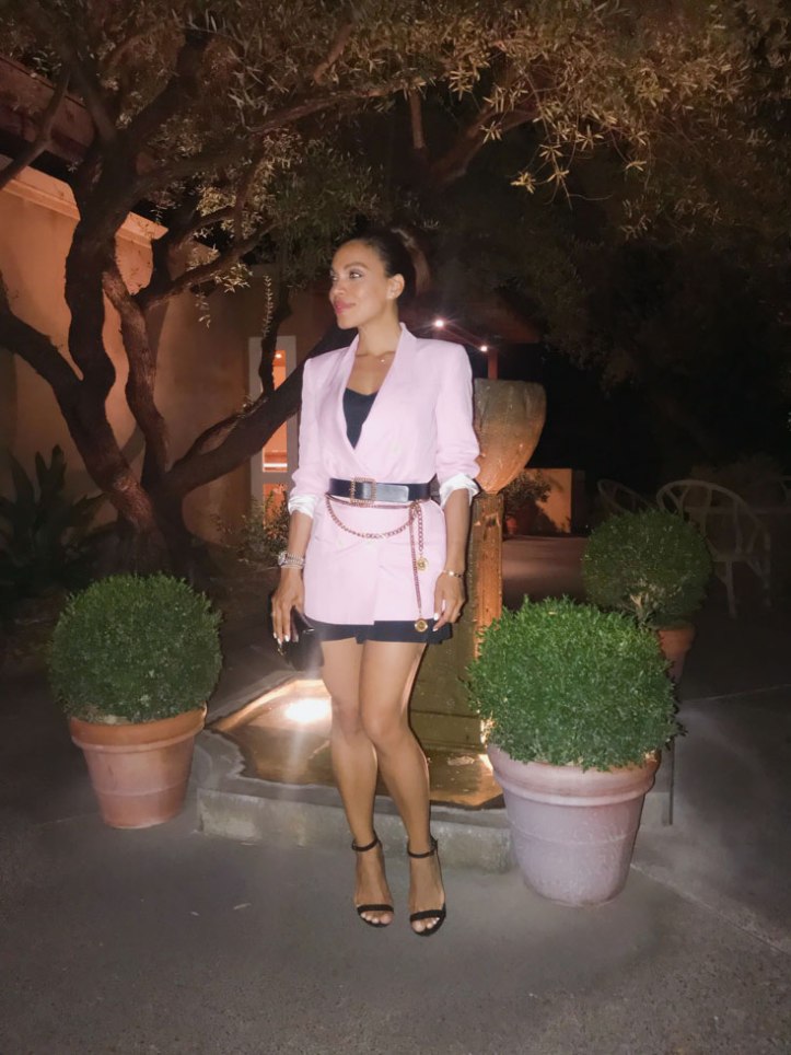 auberge-du-soleil-restataurant-in-napa-long-blazer-dress-chanel-belt